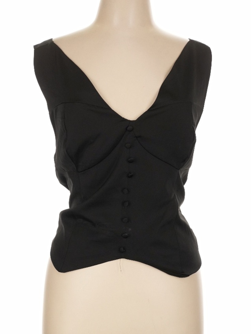 NY & C New York & Company Black Satin Tie Back Corset Top Size Large Y2K